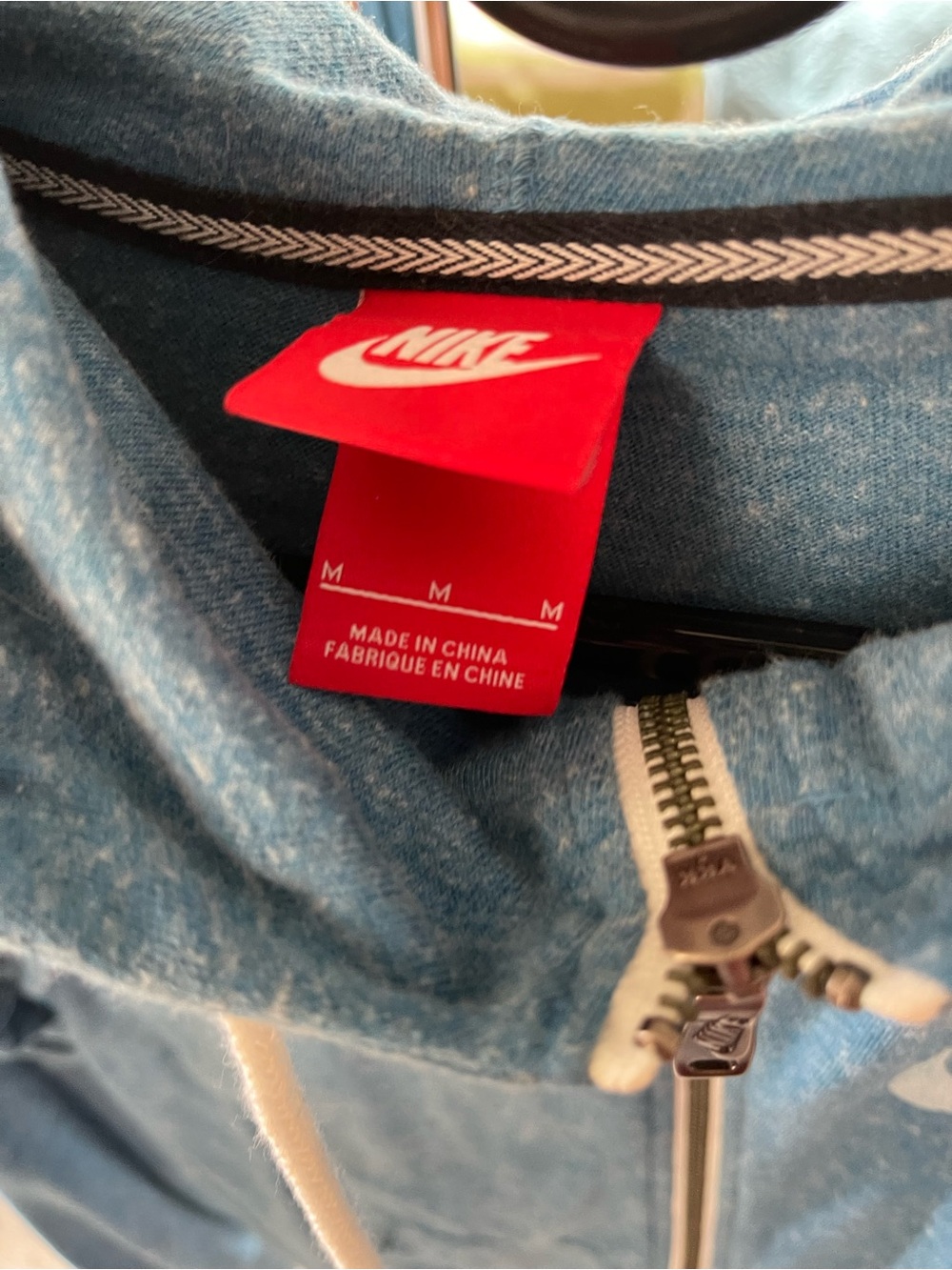 Nike Light Blue Zip Hoodie with White Accents - Picture 2 of 5